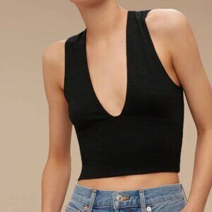 Aritzia Wilfred Merino Wool Boxy Cropped Ribbed Turtleneck Sweater